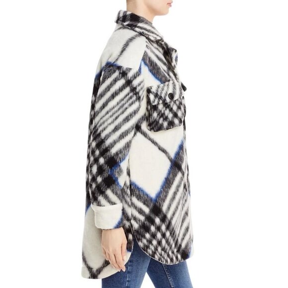 ANINE BING Oakley Cream Tartan Plaid Oversized Jacket / Coat Size L NWOT - Picture 3 of 15